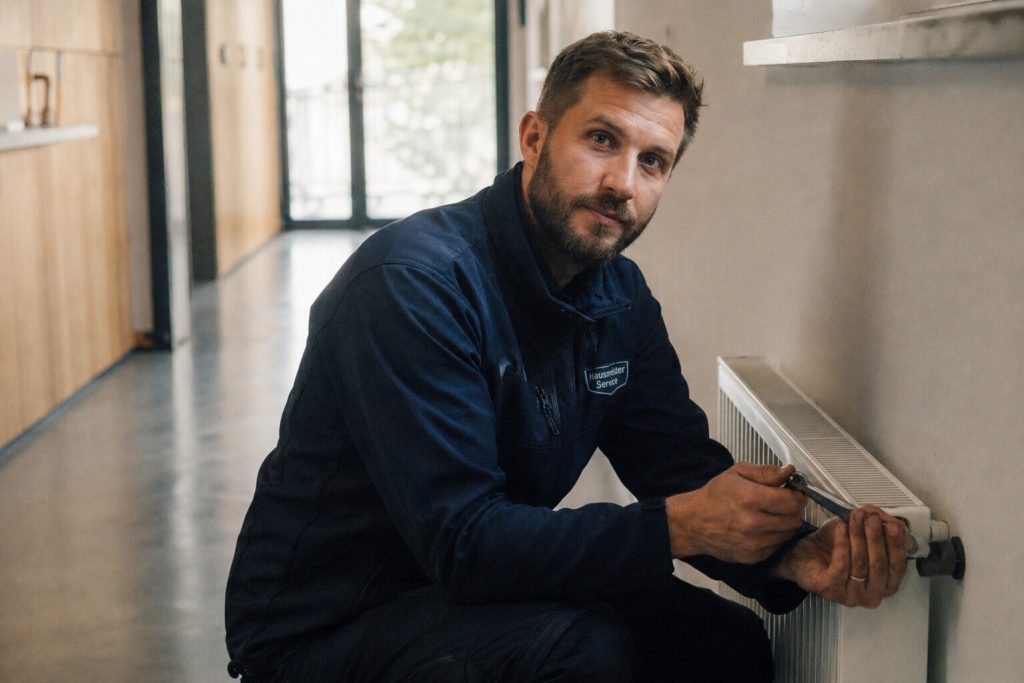 Local SEO fĂŒr GebĂ€ude- und Immobilienservices - Hausmeisterarbeiten an einer Heizung in deiner Wohnung